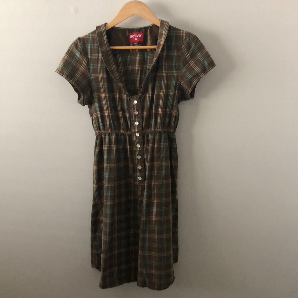 brown plaid dress